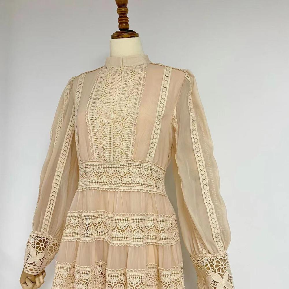 Осеннее французское нежное и элегантное платье с длинной юбкой А ...