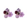 Elegant Purple Crystal Flower Earrings - S925 Sterling Silver Studs, Niche Design, Retro Women's Fashion Accessory