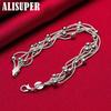 925 Sterling Silber Fünf Schlangenkettenarmband Glatte Perlen Silberarmband Schmuck