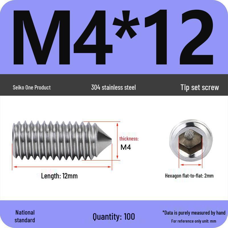 304 Stainless Steel Internal Hex Set Screw | Headless Grub Screw M2-M16