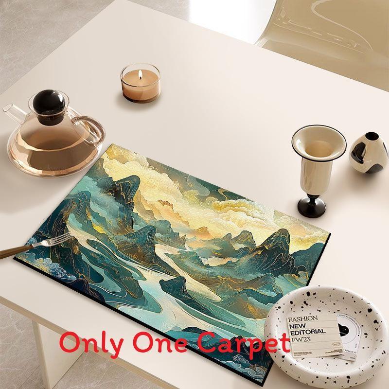 

Dunhuang Clouds Square Kitchen Sink Mat With Strong Water Absorption And Antislip Functionality Blue Mountain Sea,30x40cm