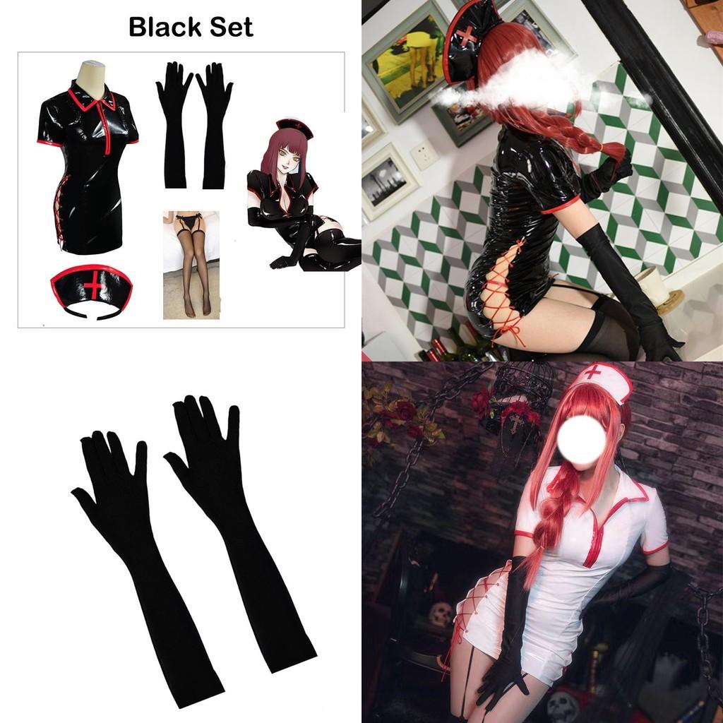 Chainsaw Man Makima Nurse Uniform Cosplay Costume Set With Headband And Stockings