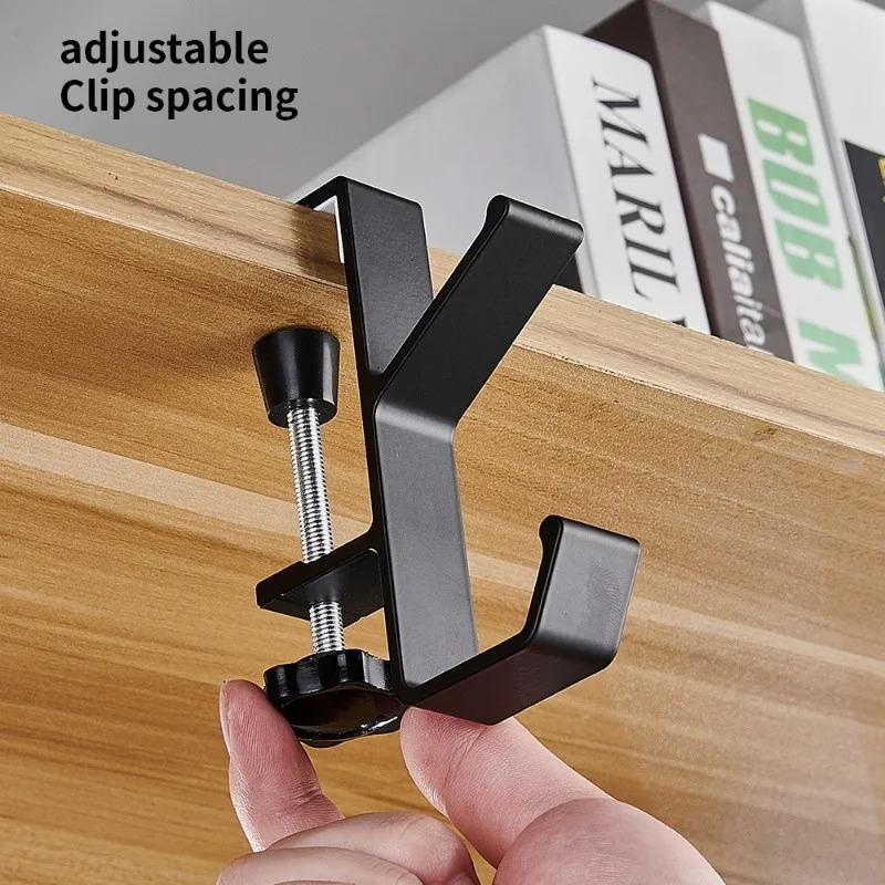 1pcs Metal Desk Clamp Bag Holder Adjustable Handbag Hanger Hook Portable Space Saving Backpack Organizer for Office
