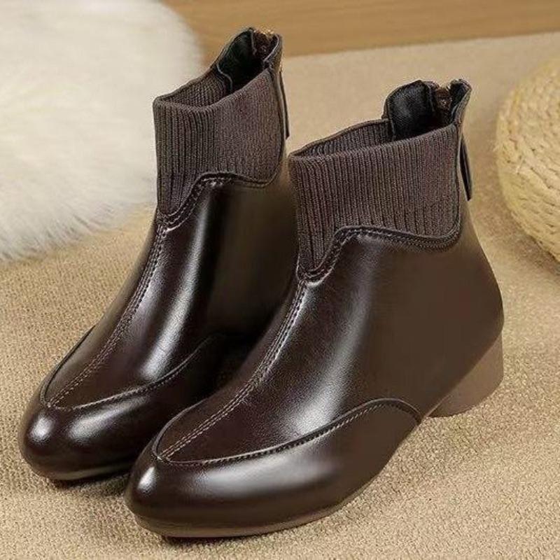 Retro Shoes, Elastic Ankle Boots, Best-selling Boots, Low-heeled Anti-slip Fleece Warm Boots, Women's Shoes