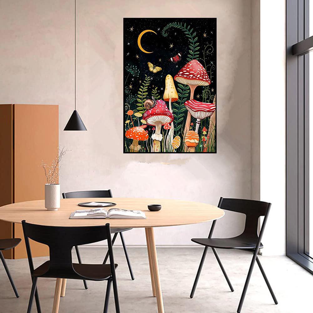 5D DIY Diamond Painting Mushrooms and The Moon Cross Stitch Kit Mosaic Diamond Embroidery Rose Full Round/Square Drill Home Decoration