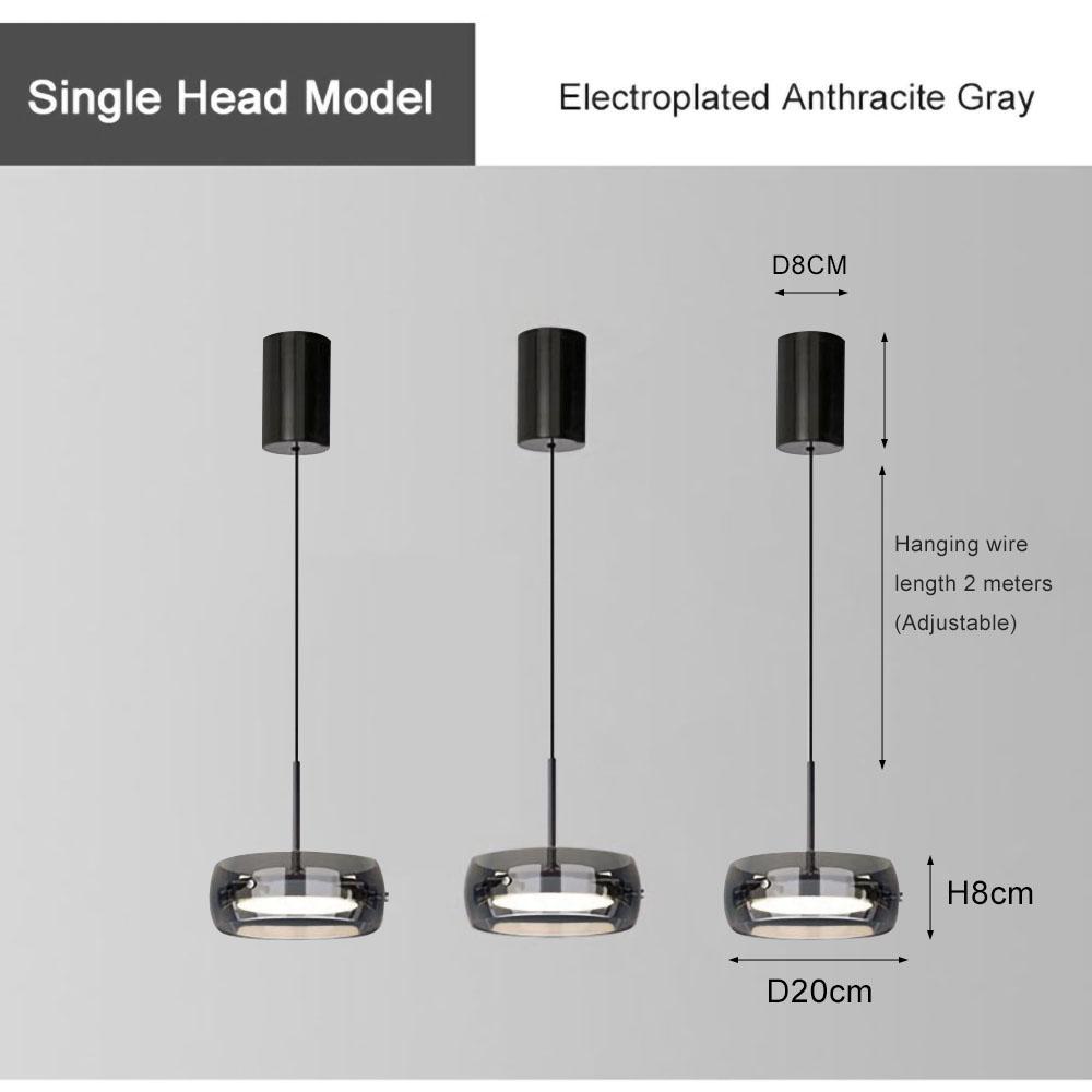 Modern Glass Pendant Light Smoke Gray Warm Light For Living Room Bedroom Bedside Dining Room Kitchen Interior Decorative Light
