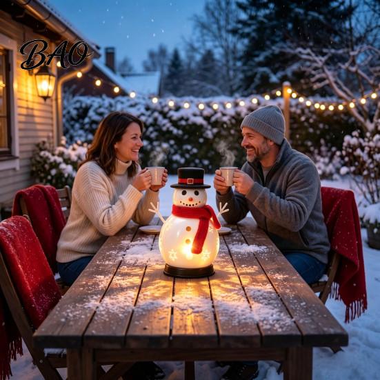 Small Metal Candle Vessel Christmas Snowman Holder, Decorative Candlestick Ornament with Top Indoor Festive Atmosphere Light Hat And Scarf for