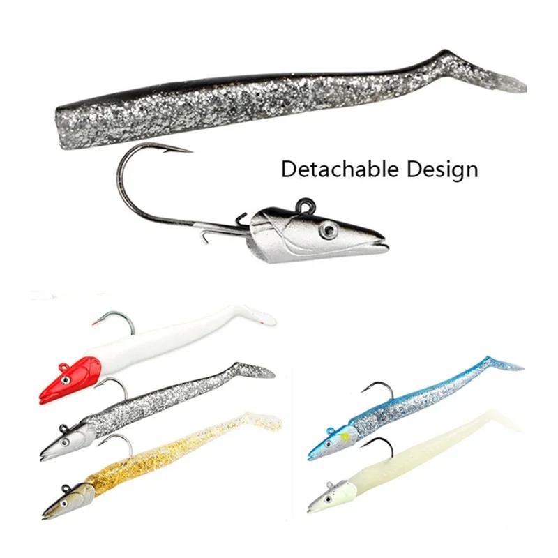 FLYSAND 11/16cm Soft Silicone Fishing Lure - Jig Fish Head Sinking Bait for Fresh & Salt Water, Natural & Vivid Body Jigging