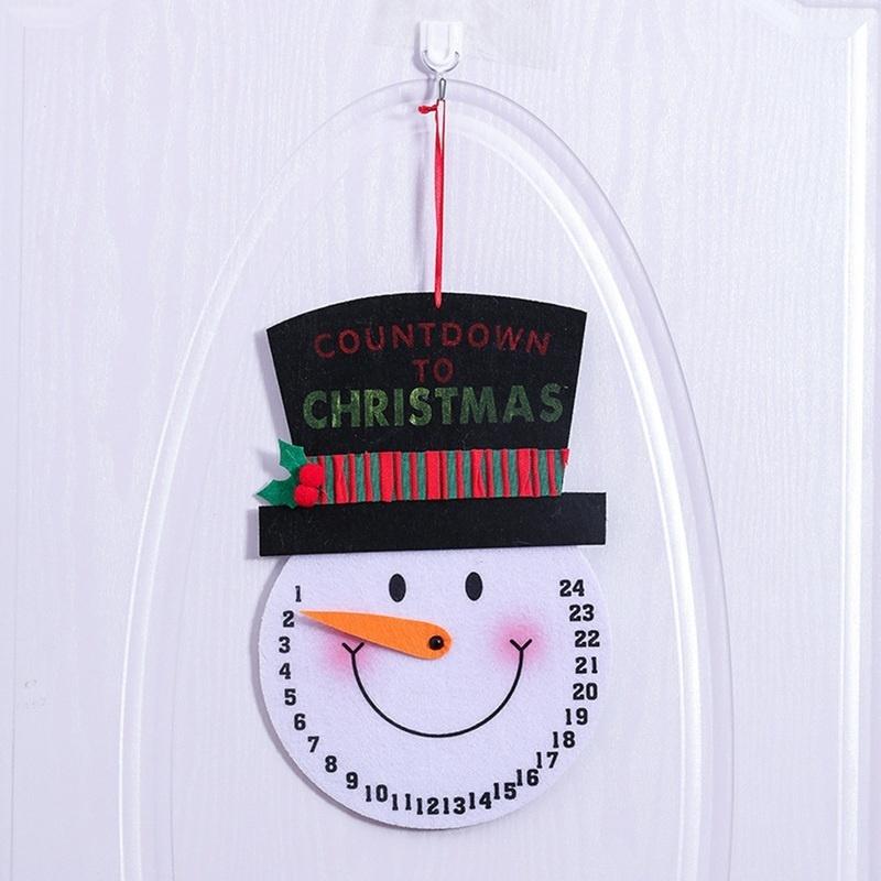 New Lovely Non-woven Christmas Calendar Cartoon Santa Snowman Pattern Decorative Hanging Ornament for Xmas Party Advent Calendar