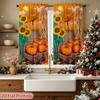 2PCS Digital Print Curtains, Sunflower Pumpkin Autumn Harvest Pattern, Rustic Farmhouse Style for Fall Season Home Decor