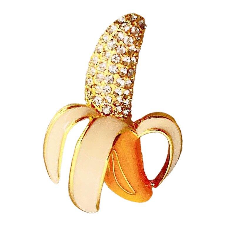Blucome Rhinestone Banana Brooch Fruit  Brooches for Women 2023 New Fashion Jewelry Pin