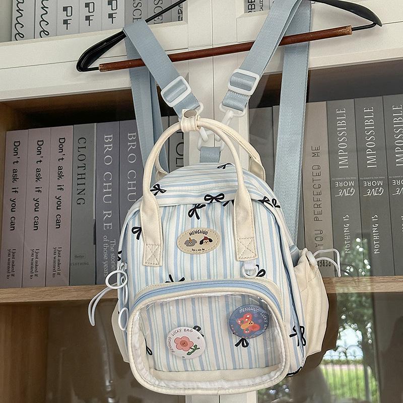 Schoolbag new Japanese ins high value fresh and sweet plaid lazy wind transparent pain bag girl mini backpack