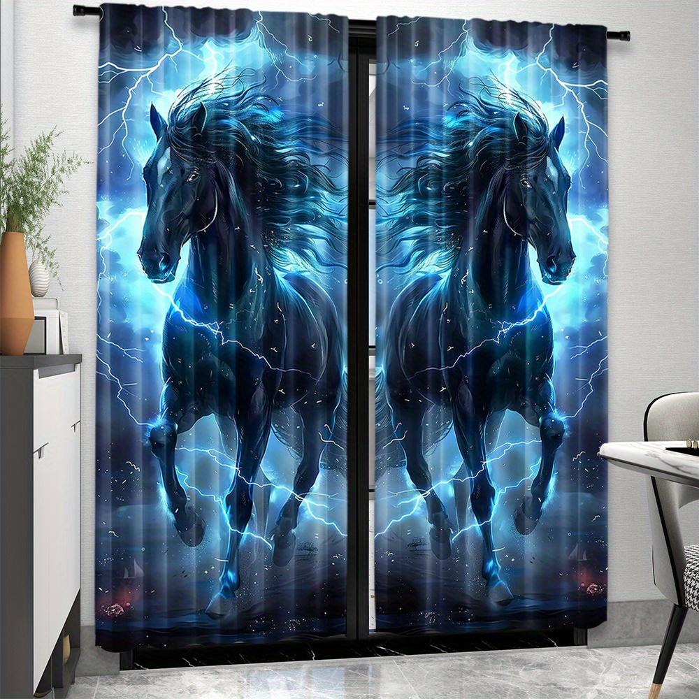 Horse Pattern Drapes Decorative Windowpane Drapes Windowpane Treatments Ideal for Bedchamber Livingroom Space Household Ornament Space Ornament