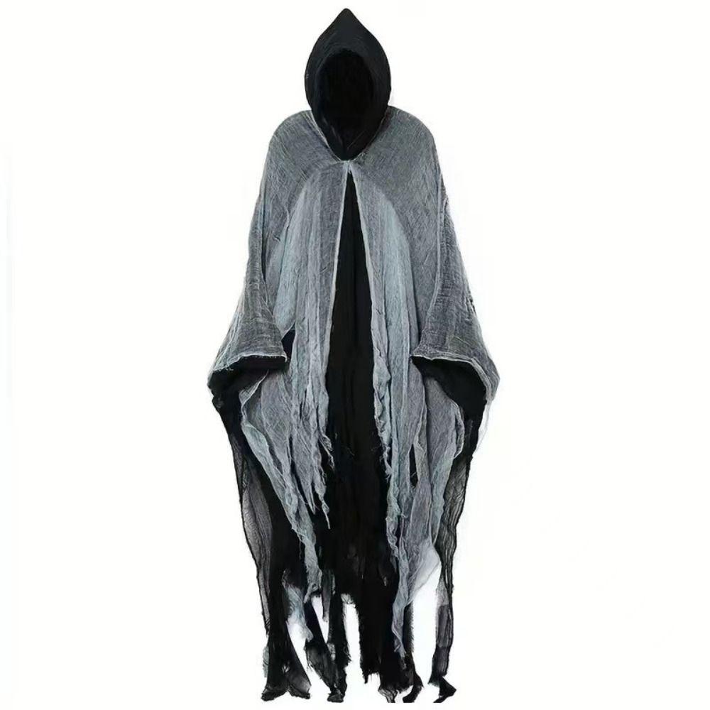 Creative Gift with Oversized Hood Halloween Hooded Cloak Vintage Black Color Overcoats Cosplay Costume