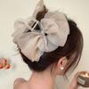 Sweet Chiffon Hair Claw French Style Women Hair Grab Luxury Bow Shark Clip  Lady
