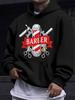 American Western Style Unisex Autumn Winter Print Hooded Long Sleeve Sweatshirt, BARBER Hair Stick Badge Print Hoodie, American Barber Shop Retro Styl