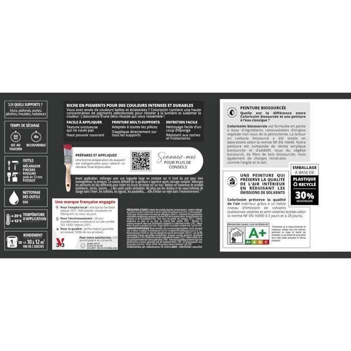 Peinture - V33 - Colorissim - Gris ardoise - Satiné - 2,5L - Acrylique