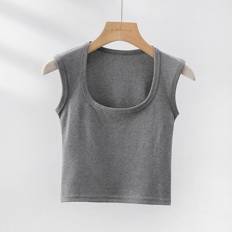 Wide Shoulder Strap White Suspender Vest for Women In Summer Pure Cotton Inner Wear for Secondary Breasts, Large-size Four-season Beautiful Back Top