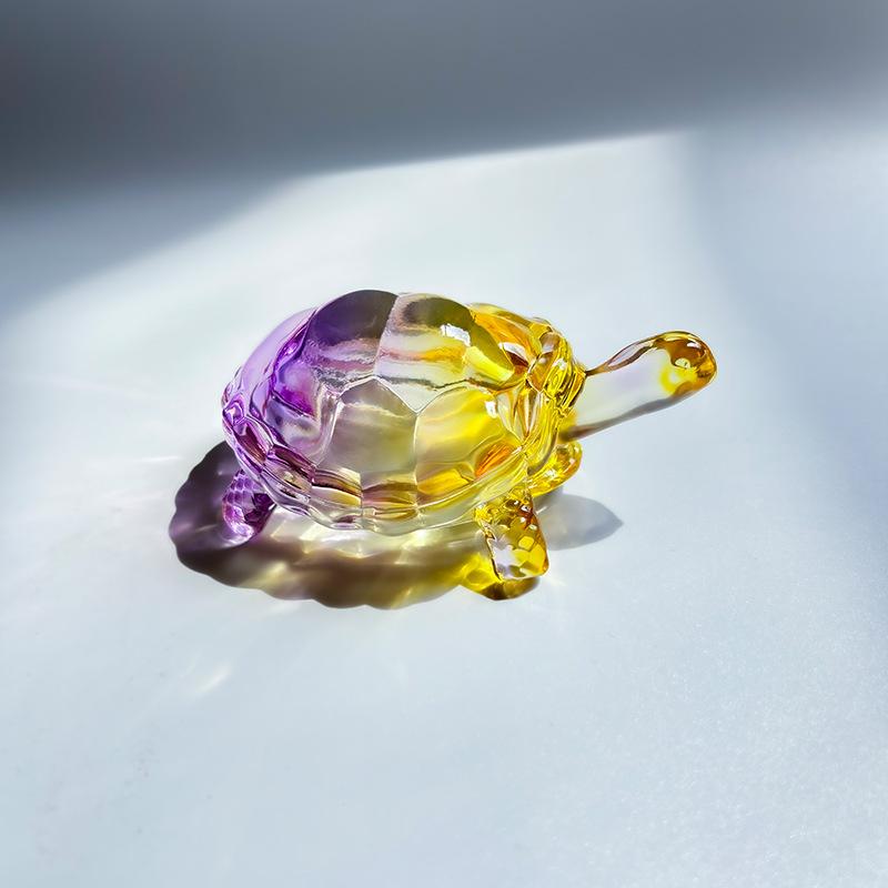 1Pc Glass Simulation Small Turtle Ornaments Glass Golden Turtle Home Fish Tank Landscaping Auspicious Decorations