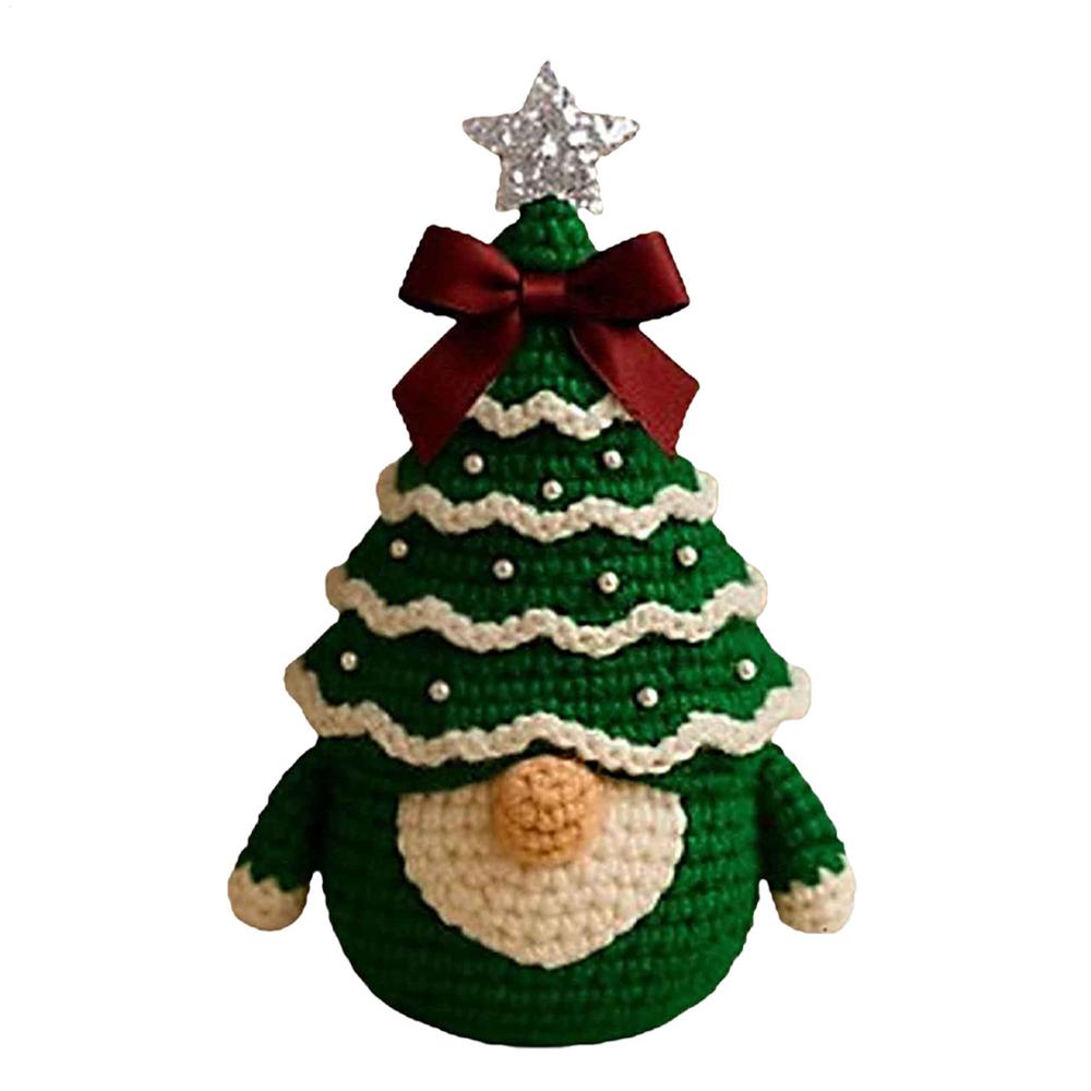 Cute Crochet Kit Handmade Crochet Christmas Tree Gnome Kit Easy Yarn Supplies Set For Holiday Crafting At Home Adults Teens Kids