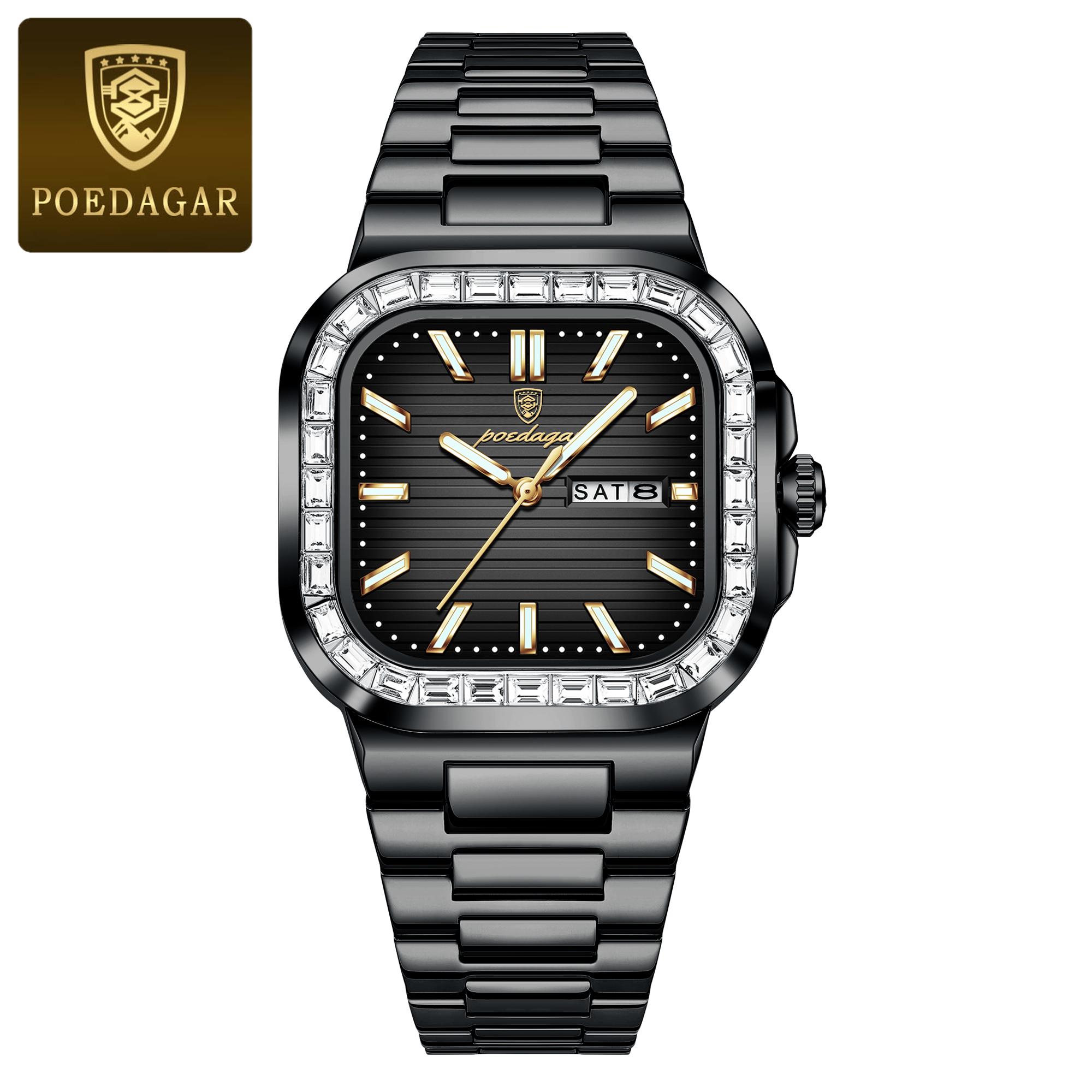 Luxury Watch for Men Waterproof Luminous Quartz Watch Stainless Steel Square Quartz Men s Watches 975