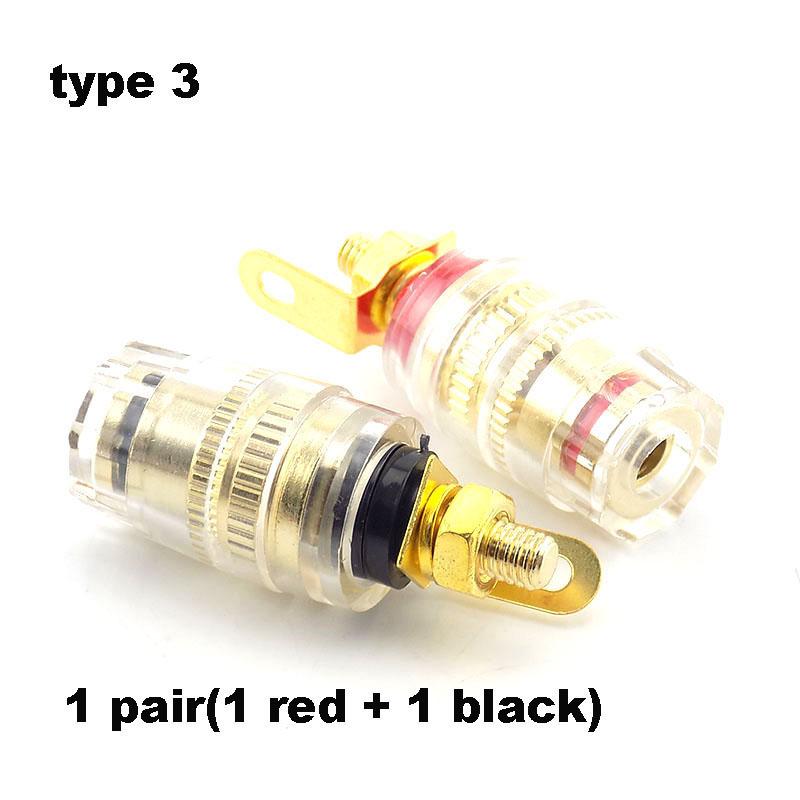 5 types red black Terminal Amplifier Speaker Brass Gold Plated 4mm Banana jack Plug Audio Socket Binding Post Power Connector