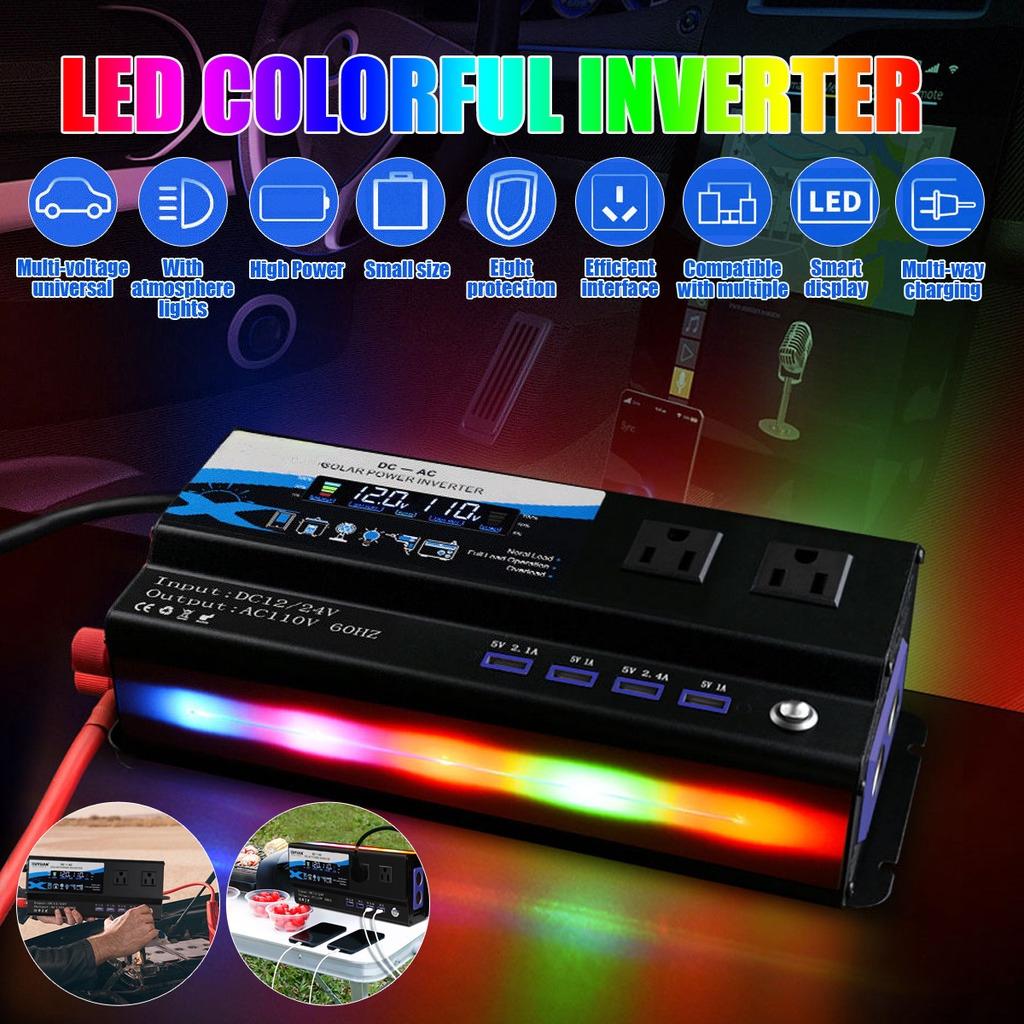DC 12V/24V To AC 110/220V 50HZ 6000W Portable Car Power Inverter Charger Converter Adapter Universal Socket