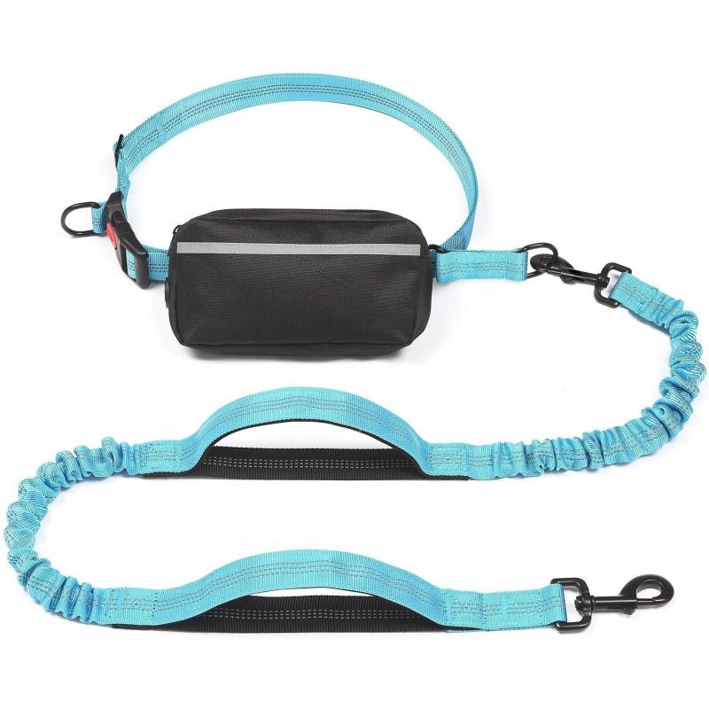 Adjustable Retractable Dog Leash With Waist Belt Pack Walking Running Training Reflective Nylon