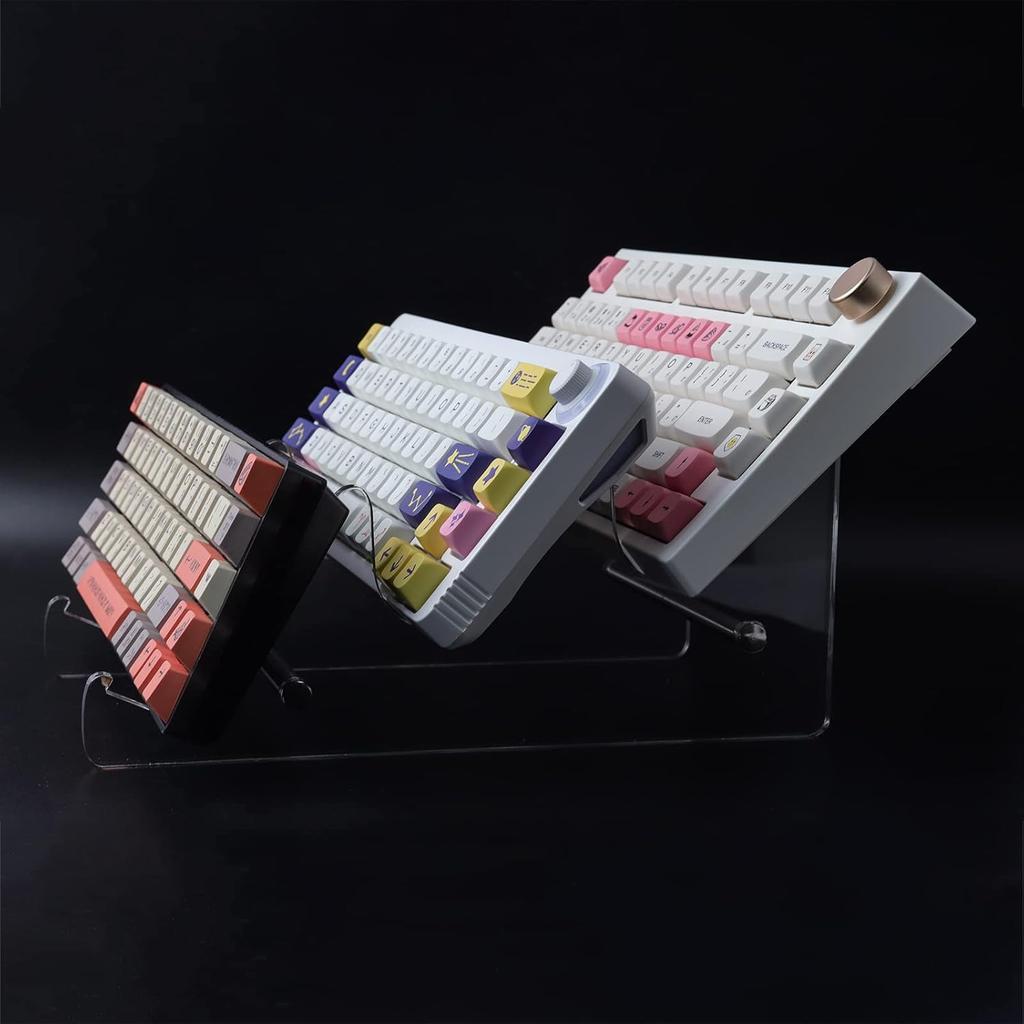 Hyekit 3-Tier Mechanical Keyboard Display Stand - Transparent Super Thick Acrylic Frame Holder - Gaming Keyboard Plate Holder