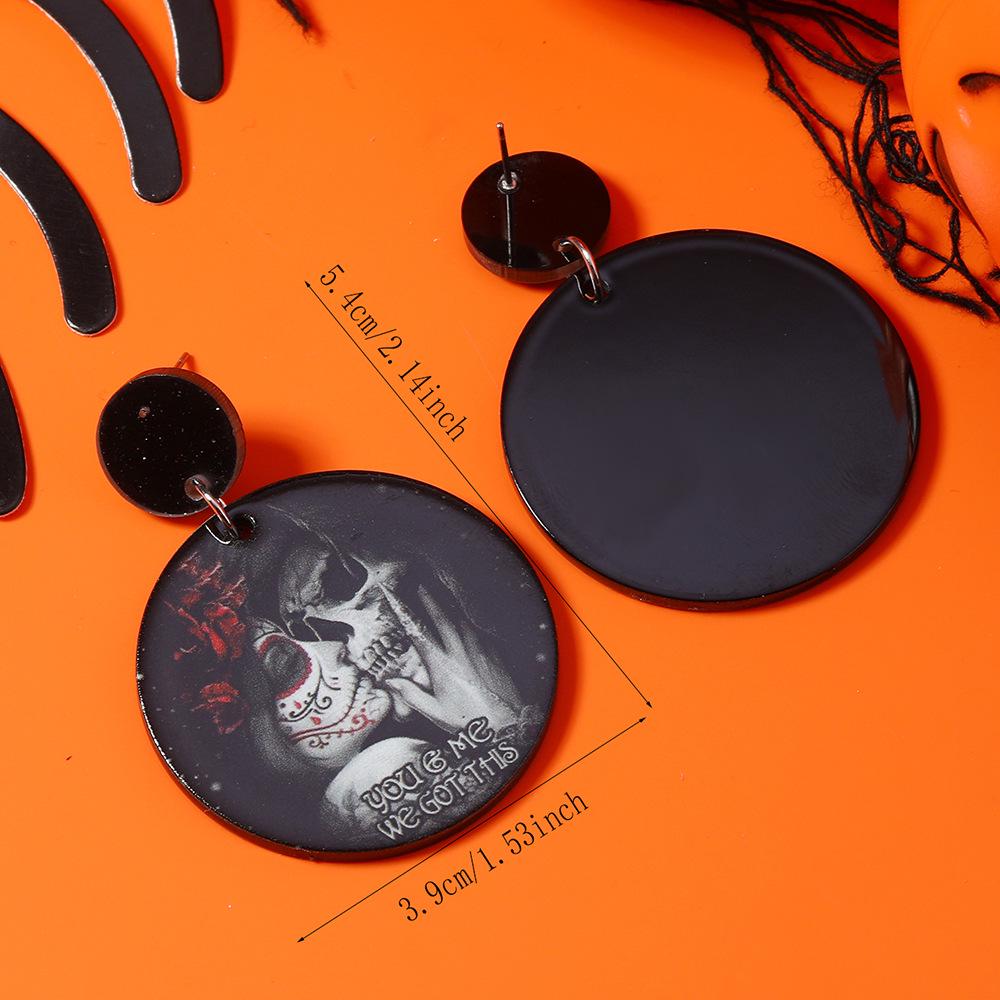 Colorful Acrylic Skull Demon Couple Halloween Earrings