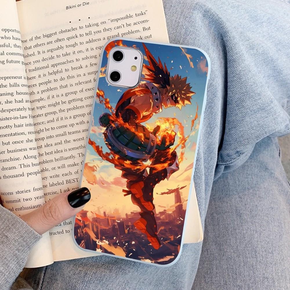 Cartoon B-Bakugo K-Katsuki Phone Case For IPhone 14 11 12 13 Mini Pro Xs Max 8 7 6 6S Plus X XR Solid Candy Color Case