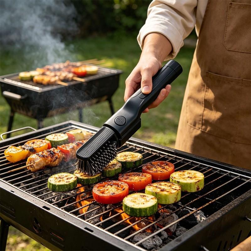 Handheld Electric BBQ Rack Brush Barbecue Grill Heavy Oil Stain Cleaning Brush Rotating Cleaning Barbecue Tool
