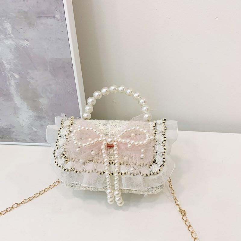 Adorable Pearl Bow Kids Crossbody Bag With Charming Floral Patterns For Daily Use