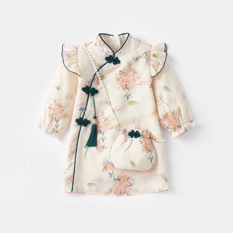 

Весеннее платье принцессы для девочки 2025 года с застежкой-пуговицей Tag 80 бежевый