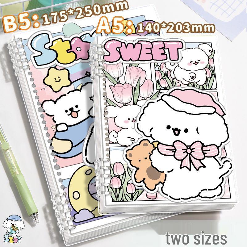 Puppy Paradise Cute Cartoon Loose-Leaf Notebook - Comfortable, Detachable, Ideal for Students