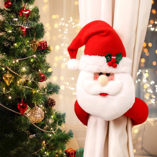 Curtain Buckle Curtain Holder Indoor Curtain Decoration Three-dimensional Santa Claus Curtain Tie Elk Snowman Shape Family Christmas Atmosphere