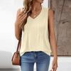 Sleeveless V Neck Pleated Tank Top for Women Summer Lightweight Relaxed Fit Blouse Casual Loose Shirt for Daily Wear
