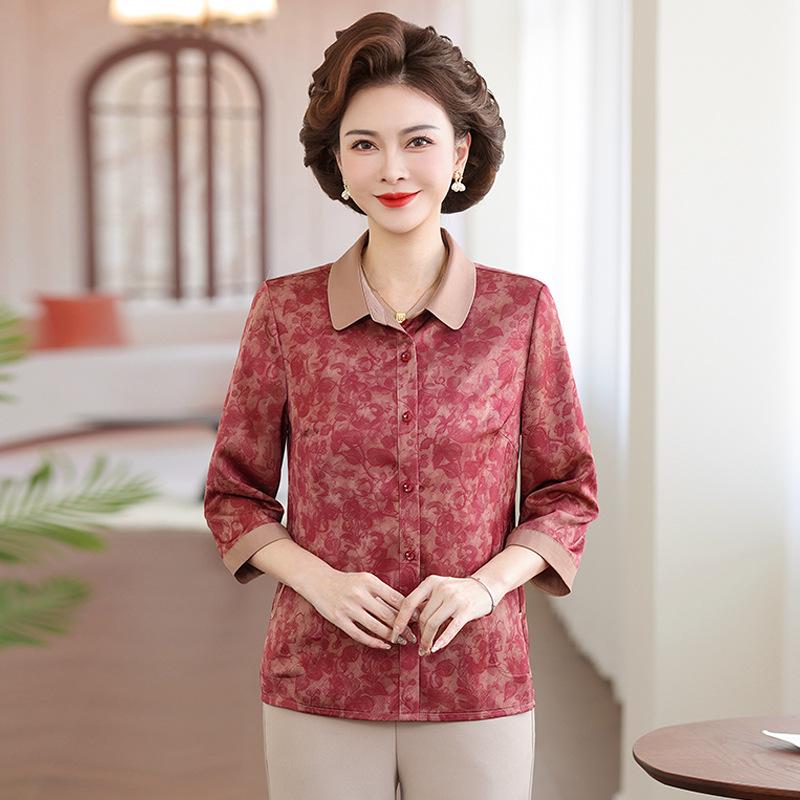 Stylish Summer Seven-Point Sleeve Shirt for Moms and Grandmas XL красный