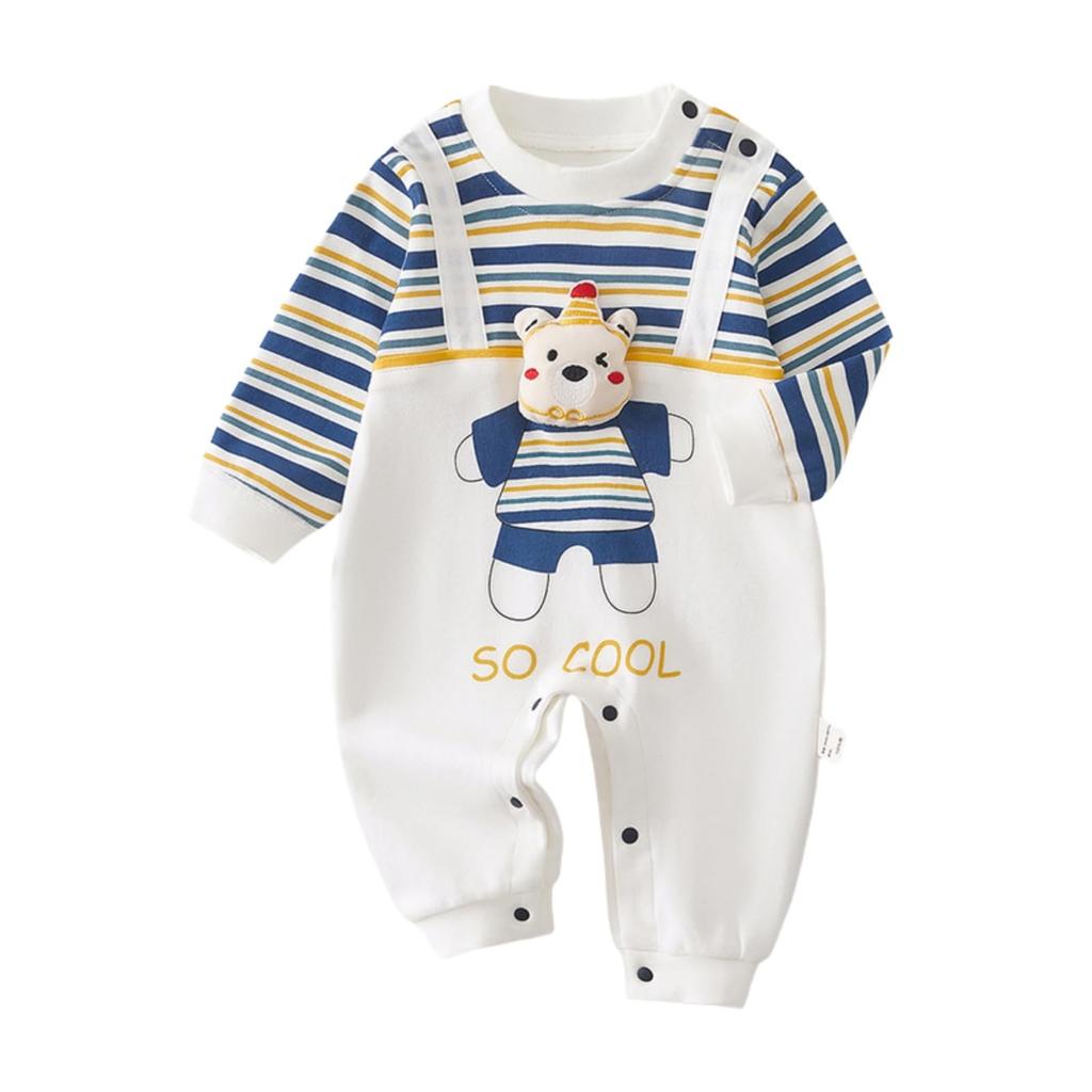YIN OON Baby Long Newborn Cute Animal Spring Front Baby Blue Bear Size 59 Clothes, Fall/Winter Coverall/Romper, Sleeve, Girls/Boys Pajamas, Clothes,