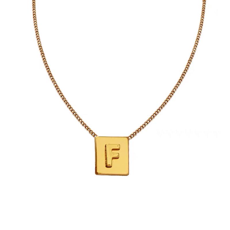 

Gold Square Letter Necklace - Luxury English Alphabet Pendant on Clavicle Chain