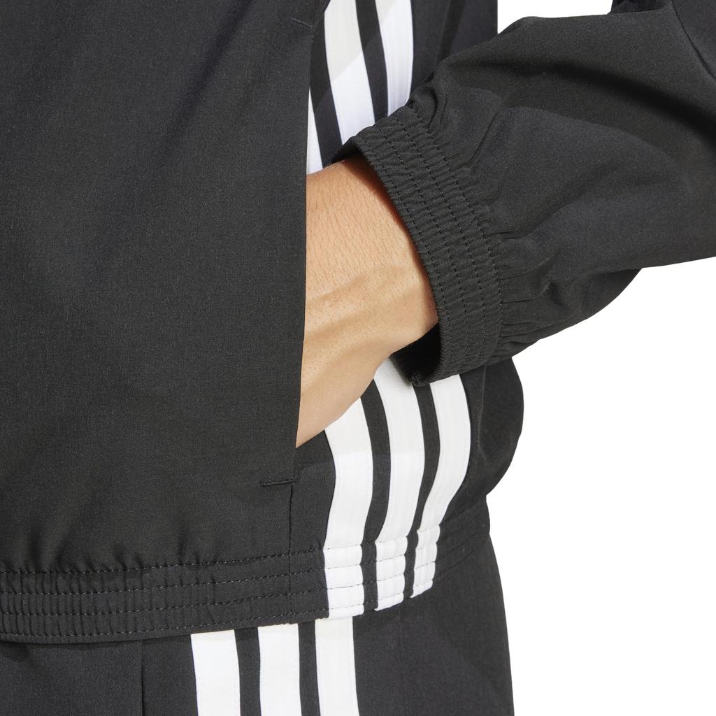 Adidas Train Essentials Woven Women's 3-Stripes Warm-Up Jacket, Black/White (KWC19) (JD6539)