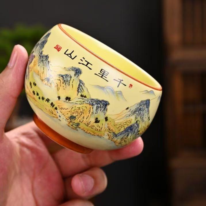 1PC Tea Cup Exquisite Ice Crack Glaze Ceramic Tea Cups Hand-painted Porcelain Master Cup Exquisite Teacup Tea Accessories