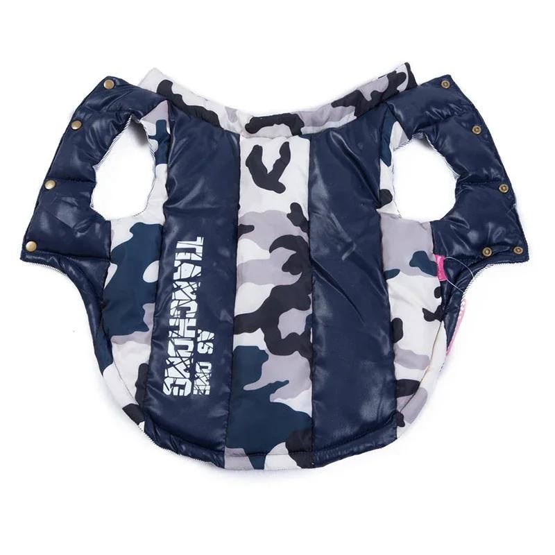 

Camouflage Print Big Dog Jacket Clothes Winter Warm Pet Outfits for Medium Large Dogs Windproof Waterproof Golden Retriever Coat 26 темно-синий