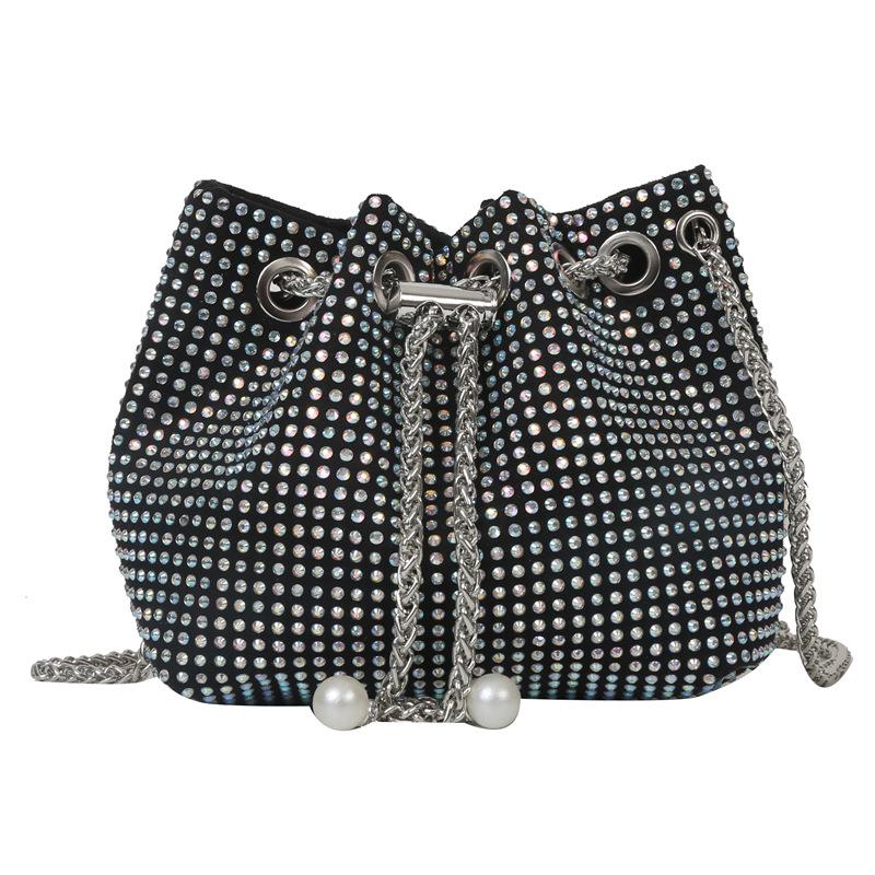 Fashion Trend Small Bag Women's Autumn New Bright Diamond Messenger Bag Chain Bucket Bag