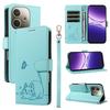 For Oppo A5 Energy 5G (China)/Oppo A5 Pro 5G (Global) Case Cat Pattern Imprint Leather Phone Cover with Wrist Strap
