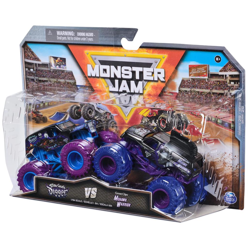 Monster Jam, Official Series 29 Diecast Monster Truck, 1:64 Scale, Kids Toy for Boys Ages 3+ (Mohawk Warrior Vson-uva Digger).