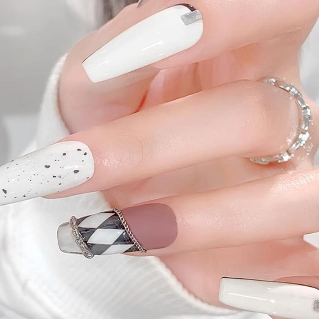 6 Grids Rock Style Nail Art Chains Mixed Metal Accents Classic Gothic DIY Nail Jewelry Accessories