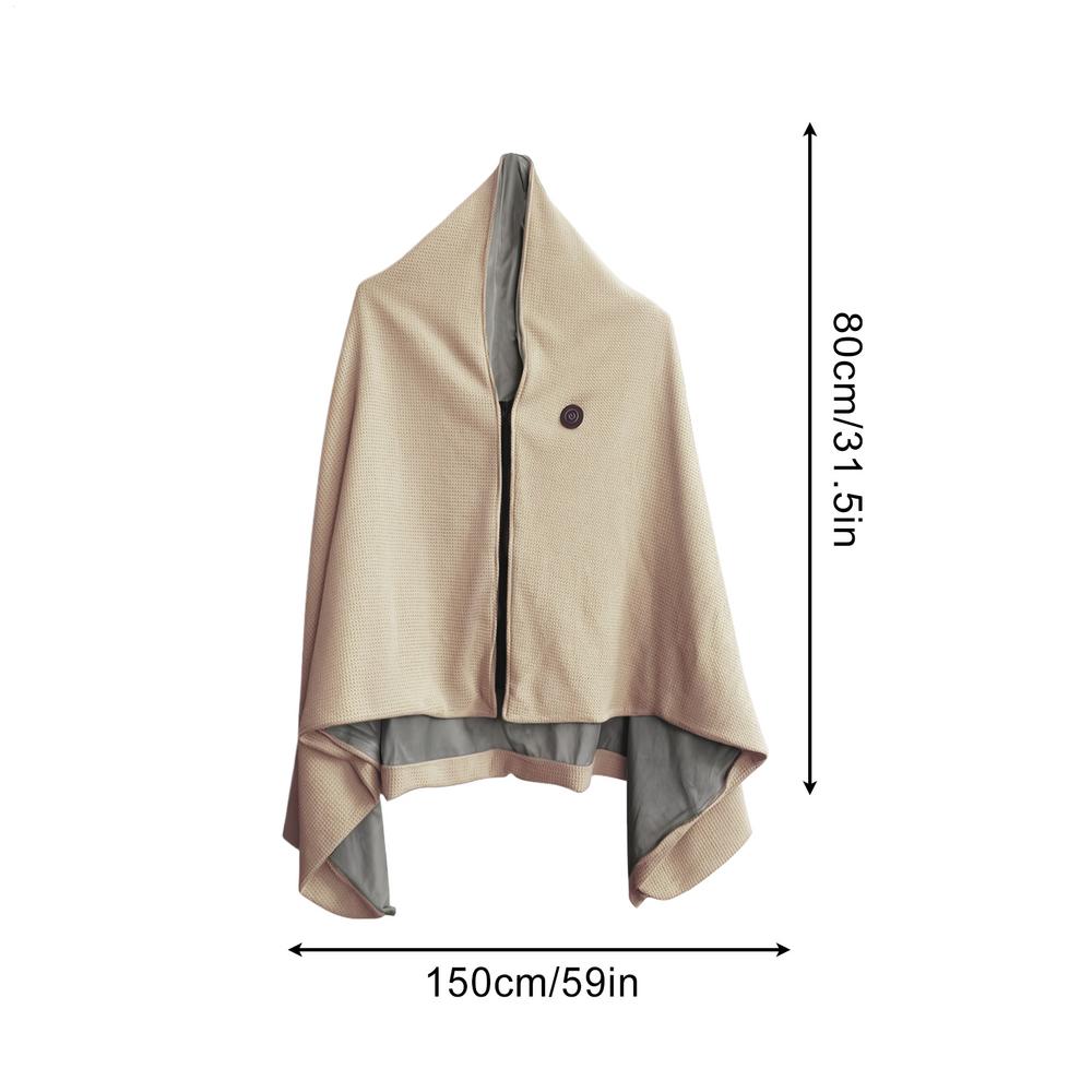 Heated Blanket Shawl 3 Levels Electric Heated Shawl With Zipper Electric Warm Blanket For Camping Office Outdoor Travel Bedroom