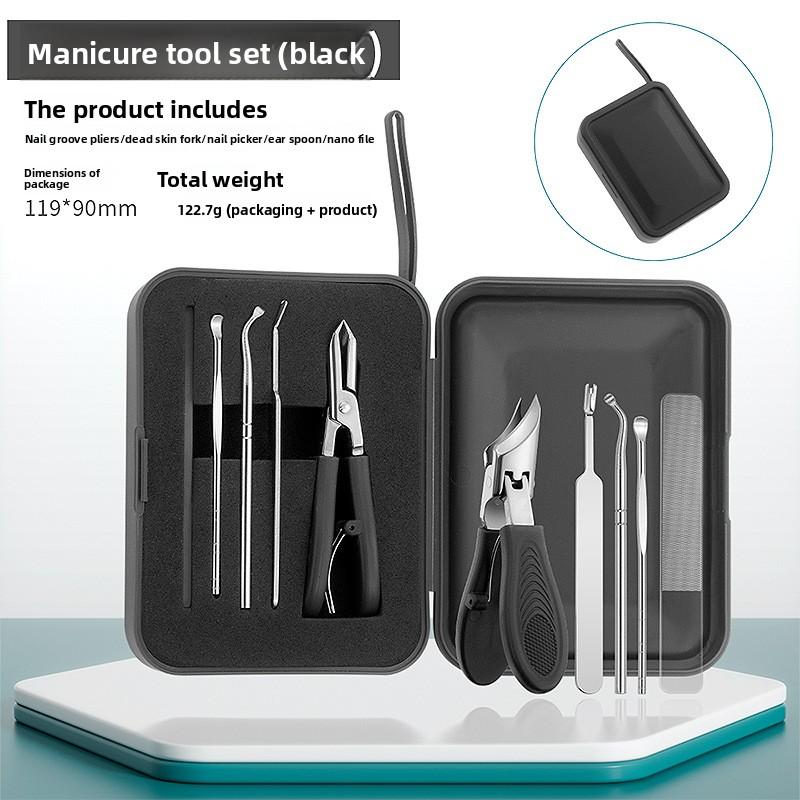 

Professional 5Pcs Manicure Kit, Sharp Angled Stainless Steel Nail Clippers, Ear Pick Nail File, Double Edge High Hardness Tools