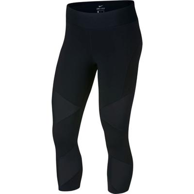 Nike Fly Lux Solid Logo High Waist Training Capris Women Bottoms Black 933628-010
